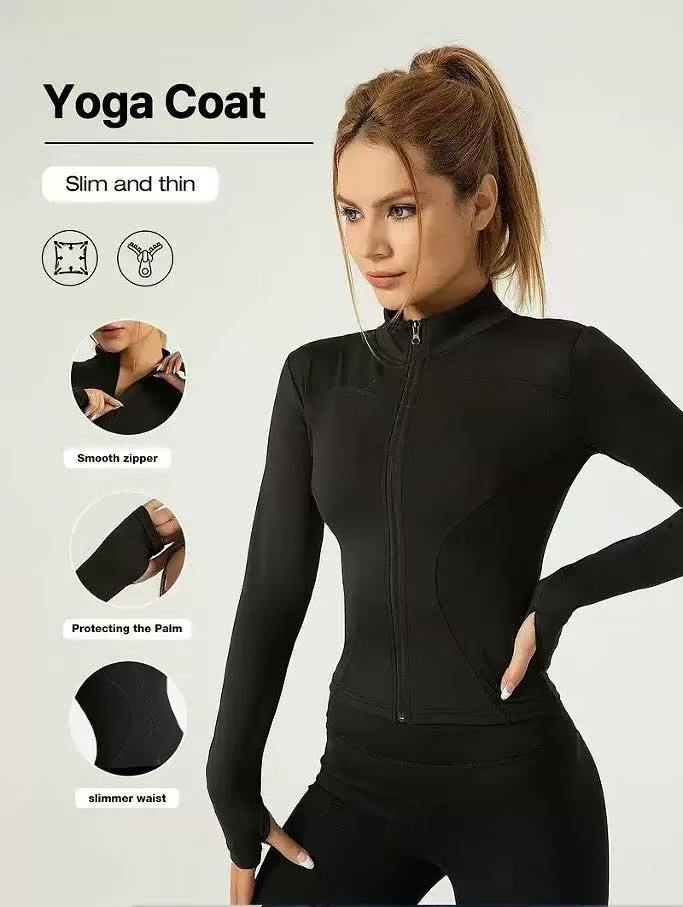 Pilates Yoga Edition - เสื้อแจ็คเก็ตฟิตเนส, เสื้อผู้หญิงรัดรูปแห้งเร็ว, รุ่นฤดูใบไม้ร่วง 2025, แขนยาวป้องกันแสงแดด, คอตั้ง,