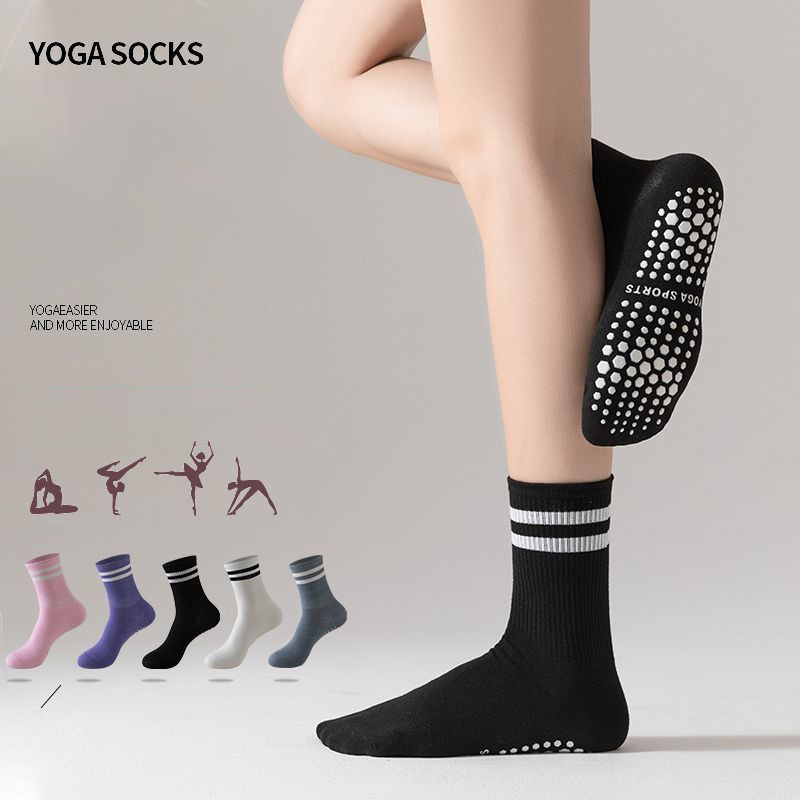 Pilates & Yoga Vida - ดรีมไลค์ลิน 1 คู่ถุงเท้าโยคะสำหรับผู้หญิงแบบกลางน่อง ถุงเท้ากันลื่น ระบายอากาศได้ดี และซับเหงื่อ