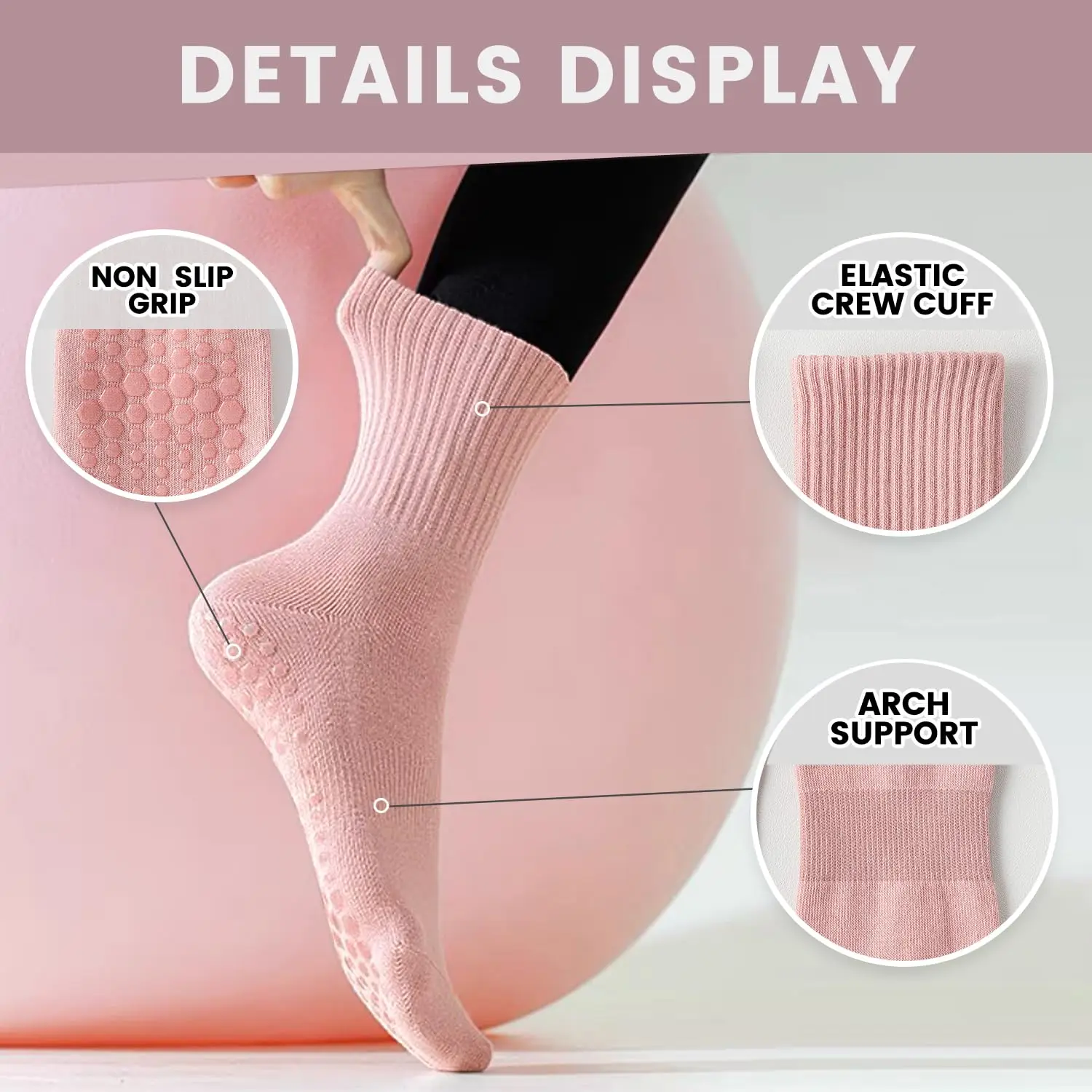 ถุงเท้าโยคะสำหรับผู้หญิง 4 คู่ - Pilates & Yoga Vida บทวิจารณ์และราคา